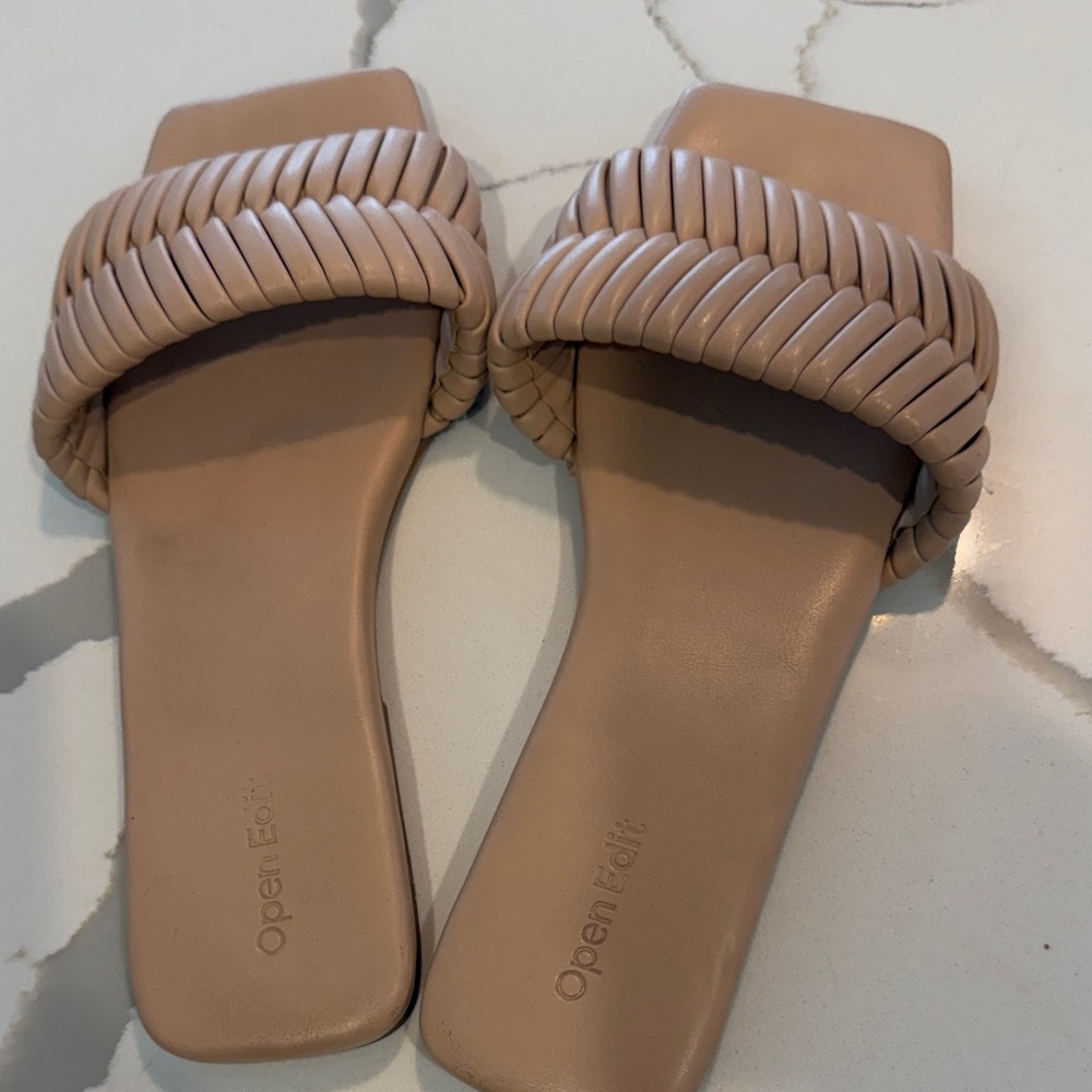 Open Edit Women's Beige Braided Sandals